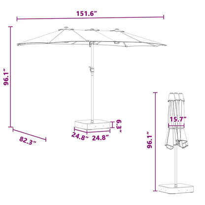 Tuinparasol Zwart 385 x 209 x 244 cm Stof