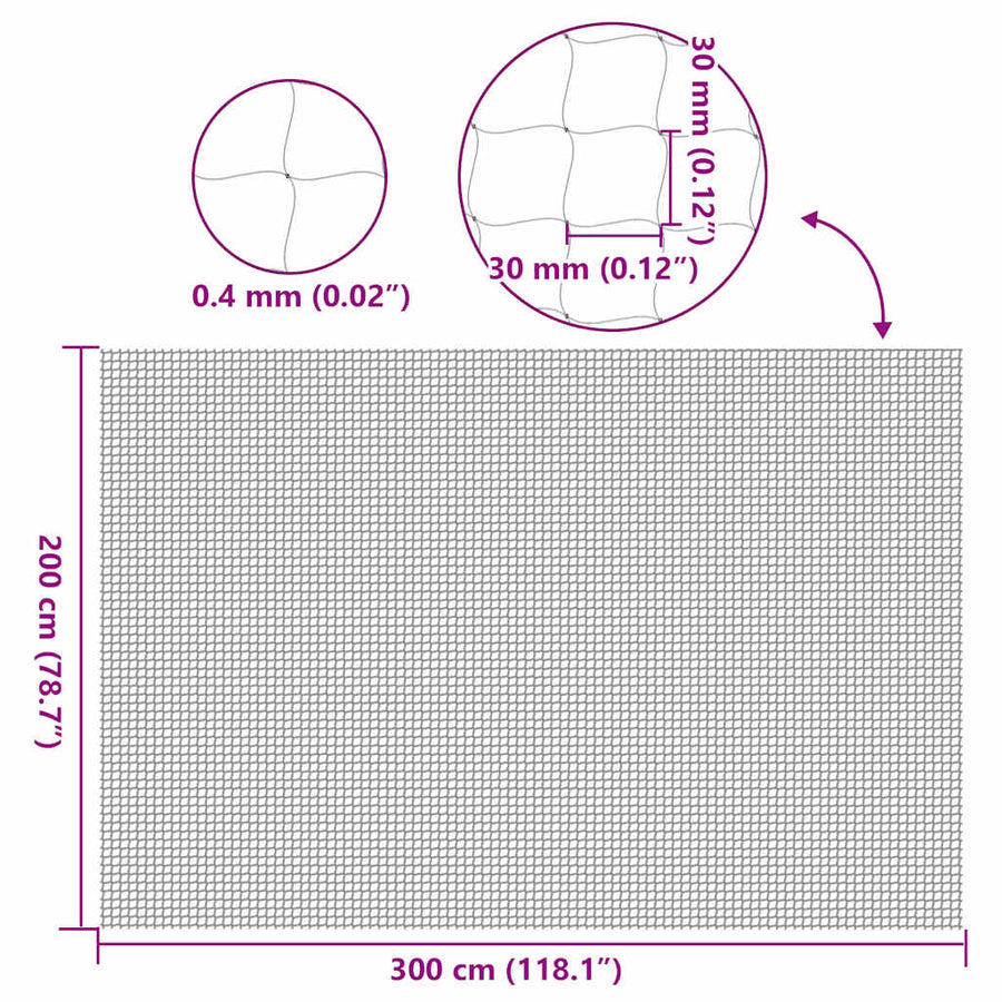 Kattennet Transparant 3x2 m Nylon