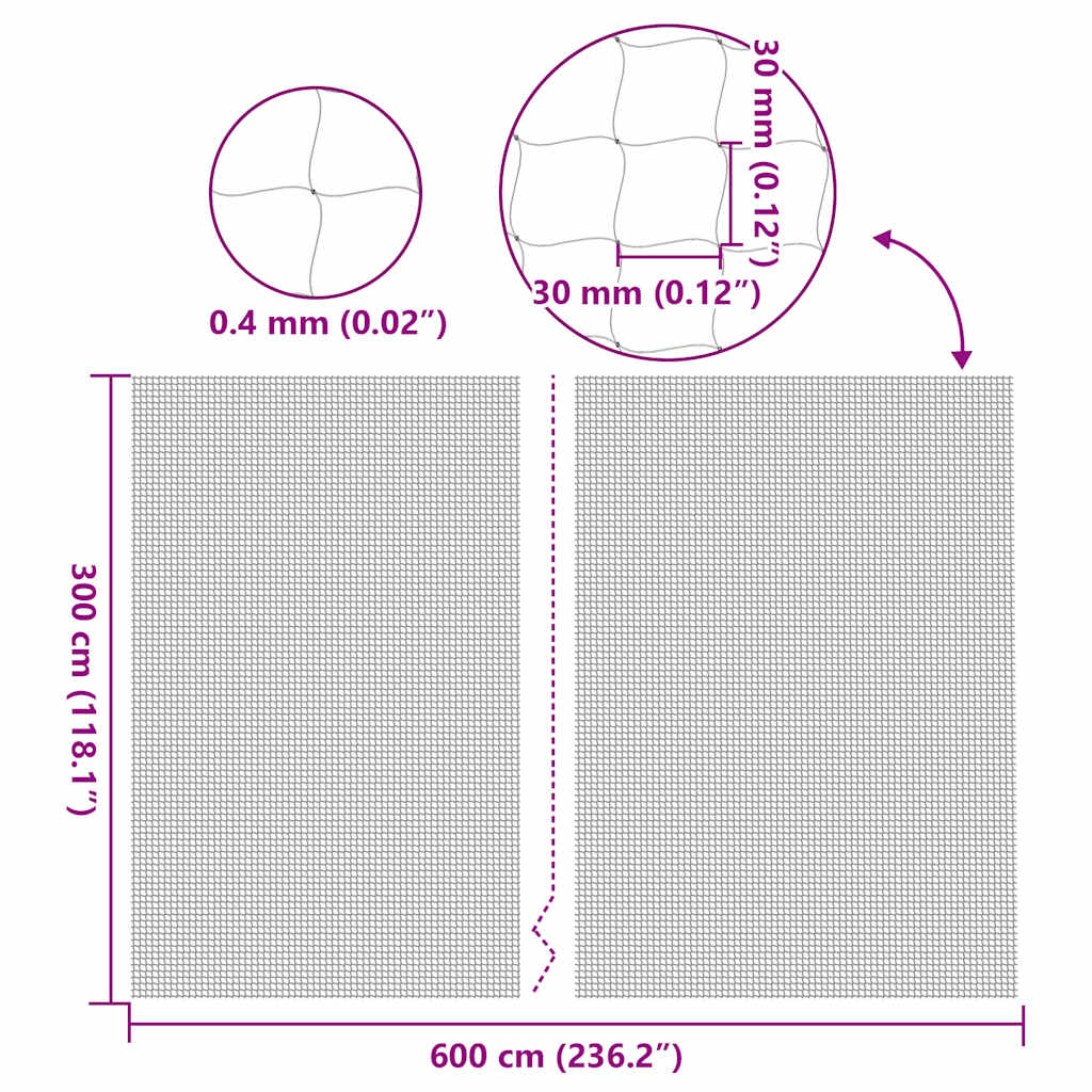Kattennet Transparant 6x3 m Nylon