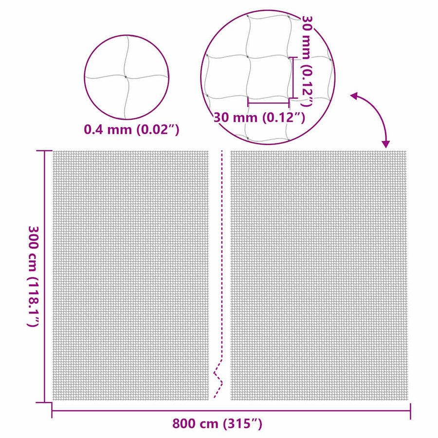 Kattennet Transparant 8x3 m Nylon