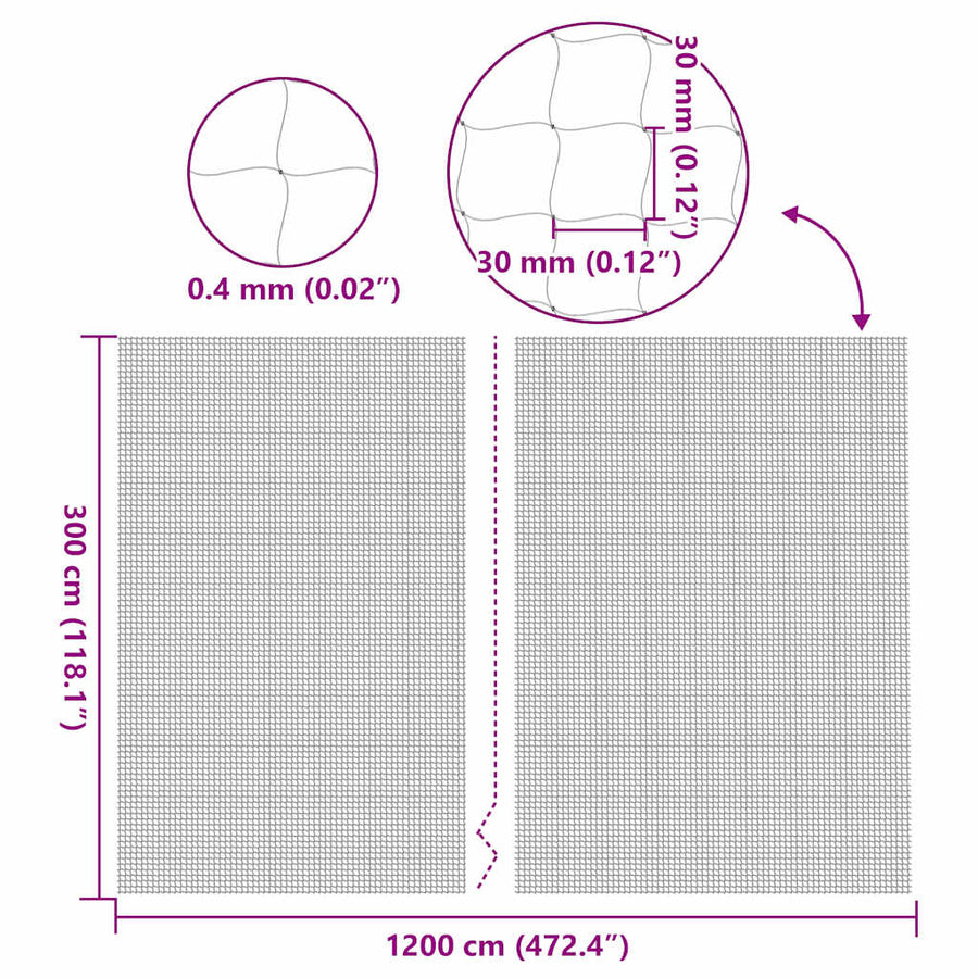 Kattennet Transparant 12x3 m Nylon