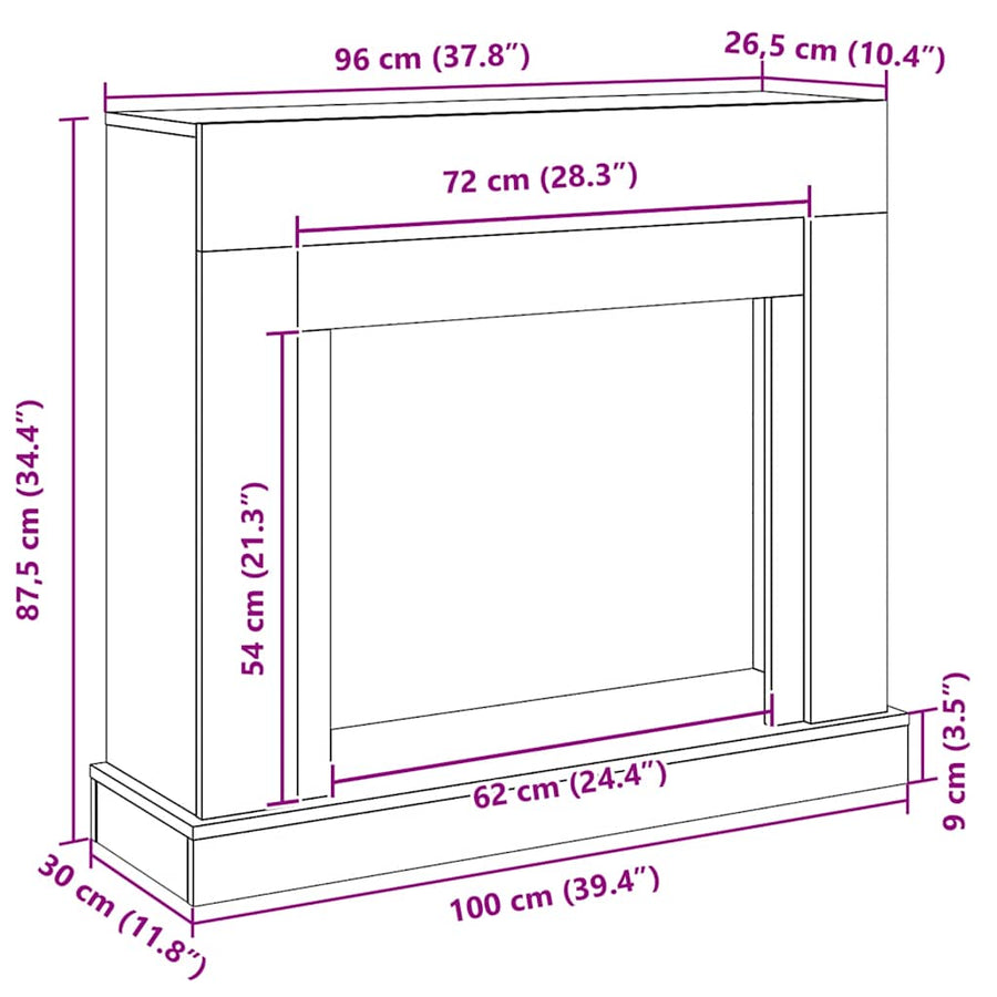 Haardombouw 100X30X87,5 Cm Spaanplaat Kleurig Zwart eiken