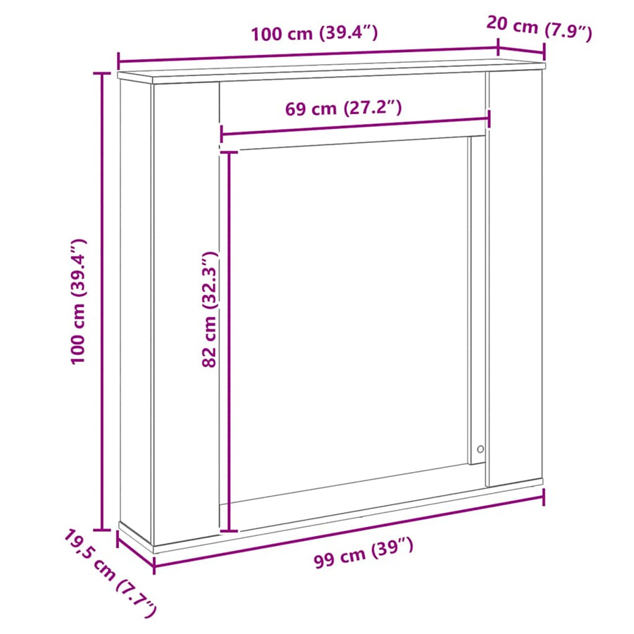 Haardombouw Zwarte Eiken 100x20x100 cm Technisch Hout