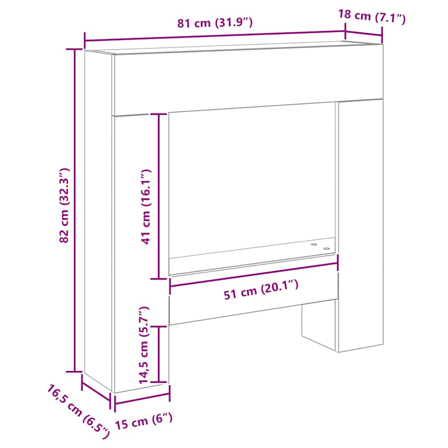 Haardombouw 81x18x82 cm spaanplaat zwart eikenkleurig