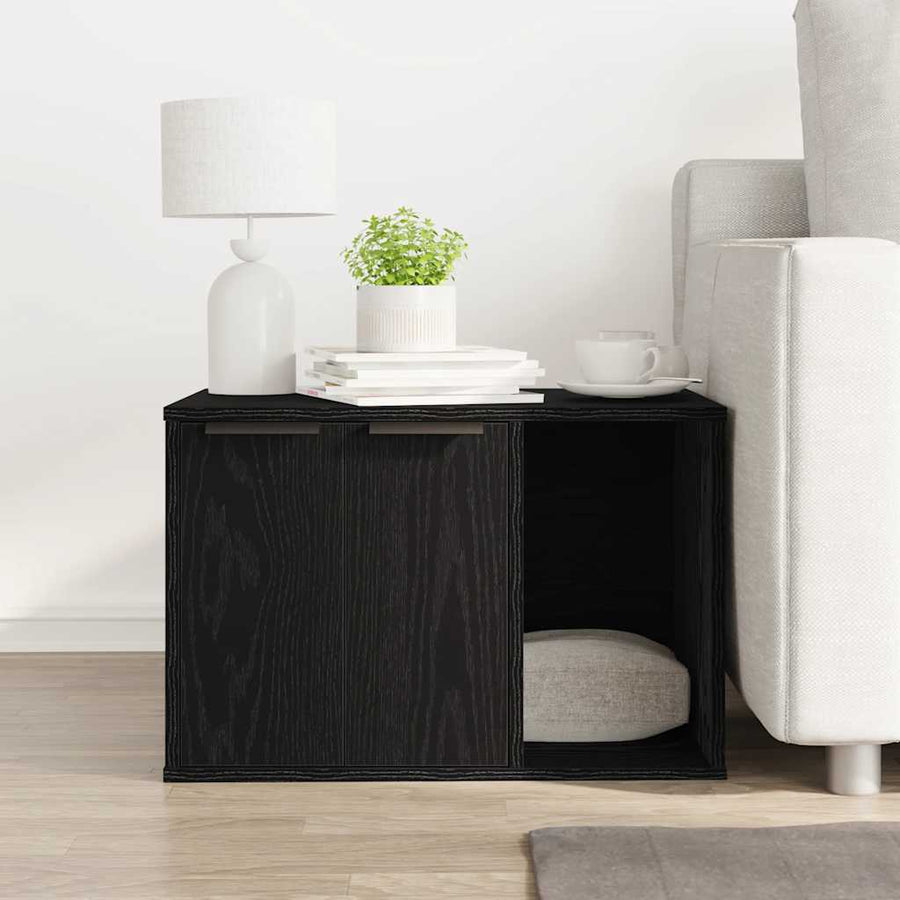 Kattenbakomheining zwart eiken 60x40x40 cm bewerkt hout
