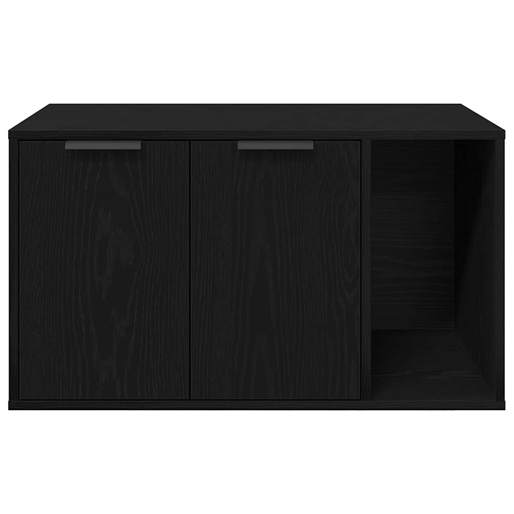 Kattenbakomheining zwart eiken 80x50x45 cm bewerkt hout