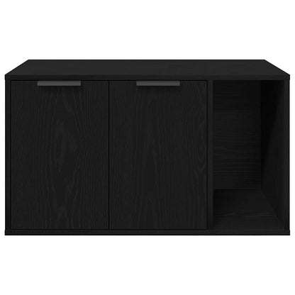 Kattenbakomheining zwart eiken 80x50x45 cm bewerkt hout