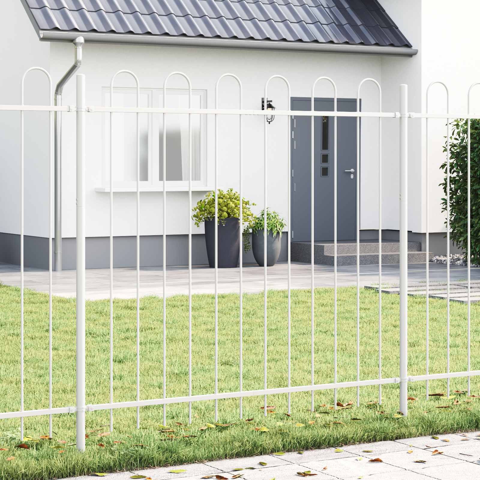 Tuinhek 4 pcs Wit 6,8 x 1,5 m Poedercoating staal