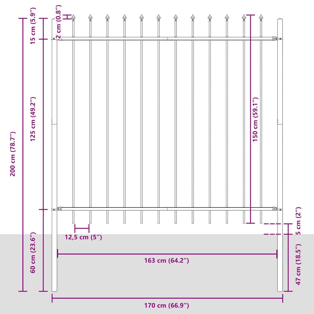 Tuinhek 6 pcs Wit 10,2 x 1,5 m Poedercoating staal