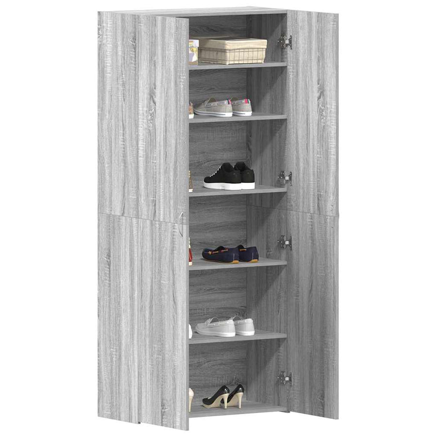 Schoenenkast met plank Grijs 80 x 35.5 x 180 cm Bewerkt hout