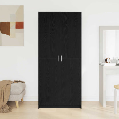 Kledingkast Zwart Eiken 80 x 50,5 x 180 cm Bewerkt hout