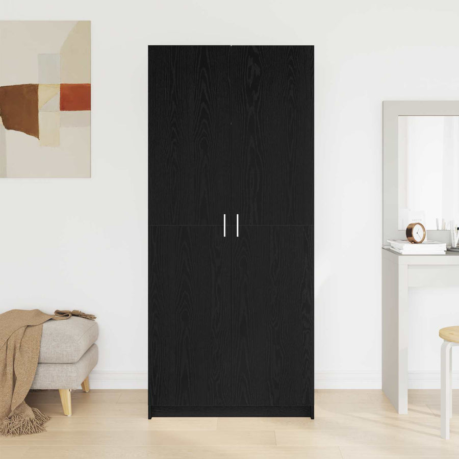 Kledingkast Zwart Eiken 80 x 50,5 x 180 cm Bewerkt hout