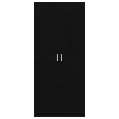 Kledingkast Zwart Eiken 80 x 50,5 x 180 cm Bewerkt hout