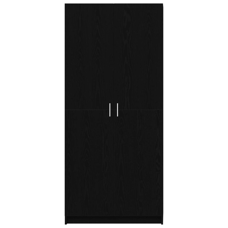 Kledingkast Zwart Eiken 80 x 50,5 x 180 cm Bewerkt hout
