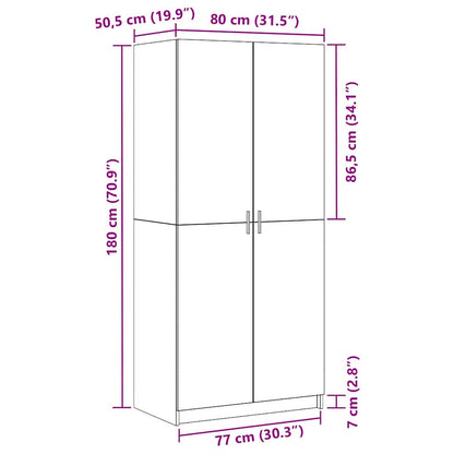 Kledingkast Zwart Eiken 80 x 50,5 x 180 cm Bewerkt hout