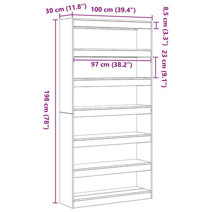 Boekenkast Zwart 100 x 30 x 198 cm Bewerkt hout