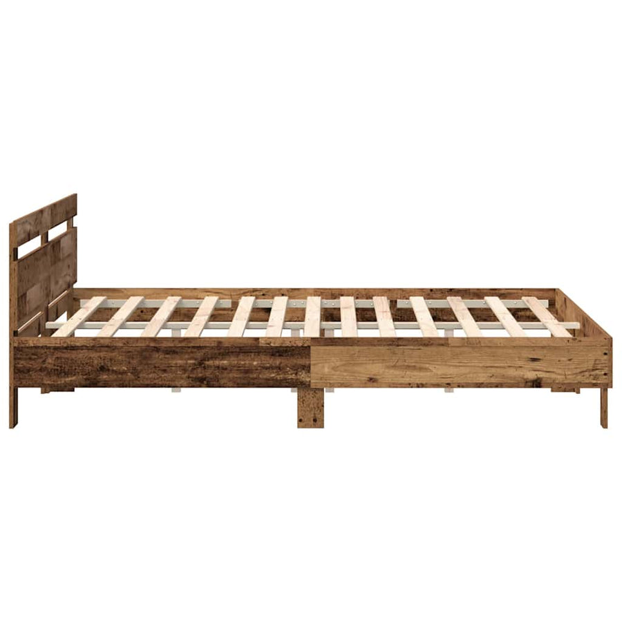 Bedframe met LED Oudhout 200 x 200 cm Bewerkt hout