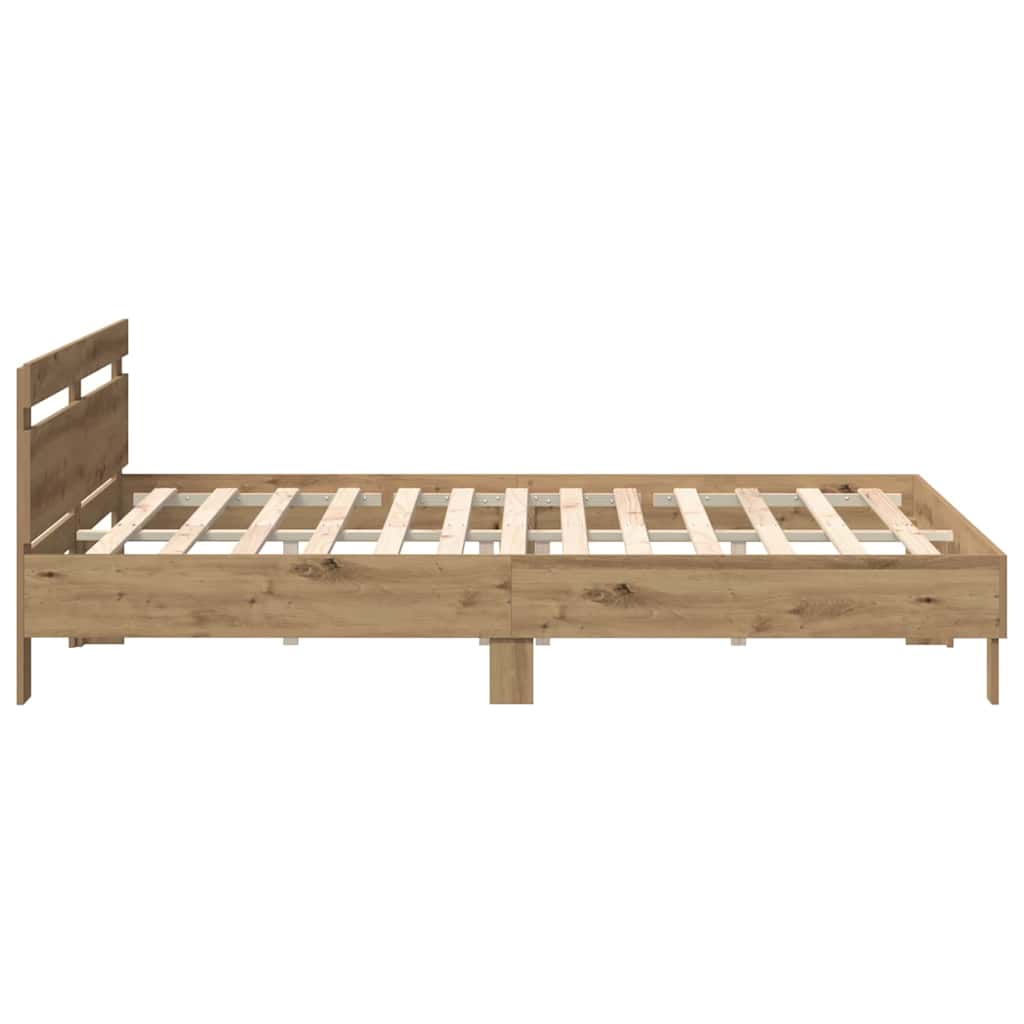 Bedframe met hoofdeinde Artisan Eiken 200 x 200 cm Bewerkt hout