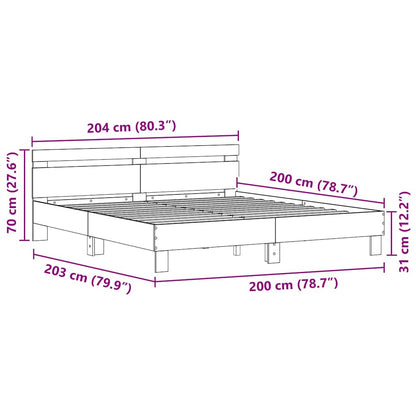 Bedframe met hoofdeinde Artisan Eiken 200 x 200 cm Bewerkt hout
