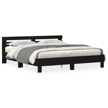 Bedframe met LED Zwart Eiken 200 x 200 cm Bewerkt hout