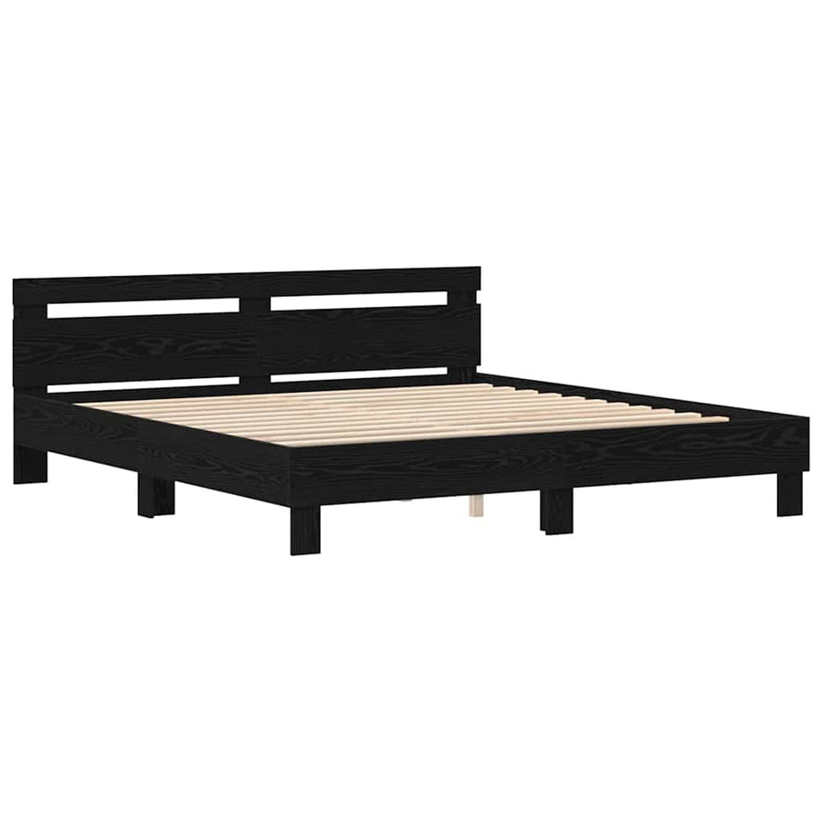 Bedframe met LED Zwart Eiken 200 x 200 cm Bewerkt hout