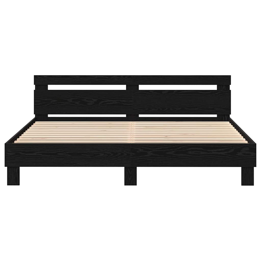 Bedframe met LED Zwart Eiken 200 x 200 cm Bewerkt hout