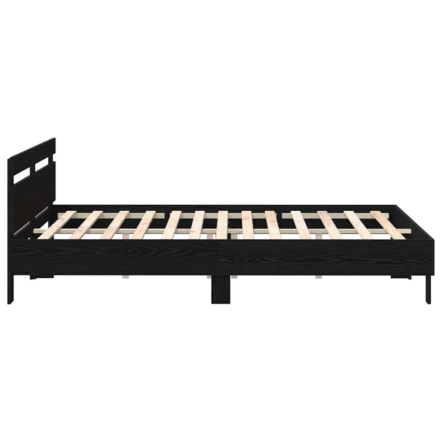 Bedframe met LED Zwart Eiken 200 x 200 cm Bewerkt hout