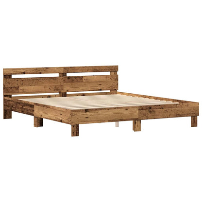 Bedframe met hoofdeinde Oudhout 180 x 200 cm Bewerkt hout