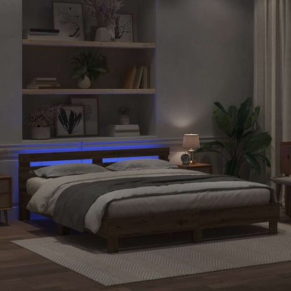 Bedframe met hoofdeinde Artisan Eiken 180 x 200 cm Bewerkt hout