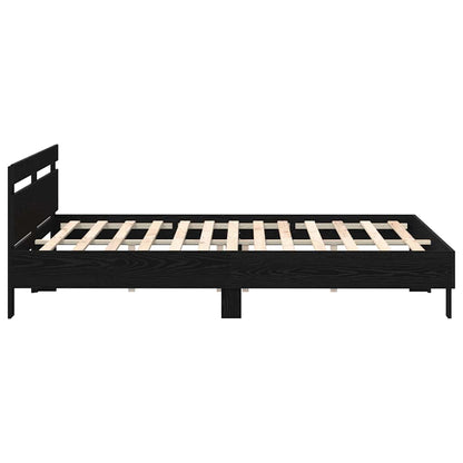 Bedframe met hoofdeinde Zwart Eiken 180 x 200 cm Bewerkt hout