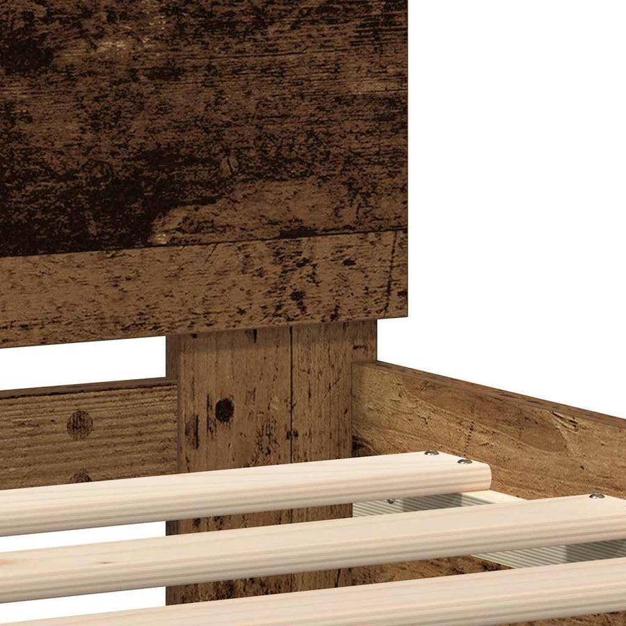Bedframe met hoofdeinde Oudhout 160 x 200 cm Bewerkt hout