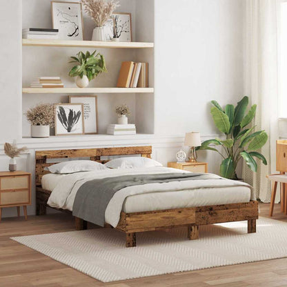 Bedframe met hoofdeinde Oudhout 160 x 200 cm Bewerkt hout
