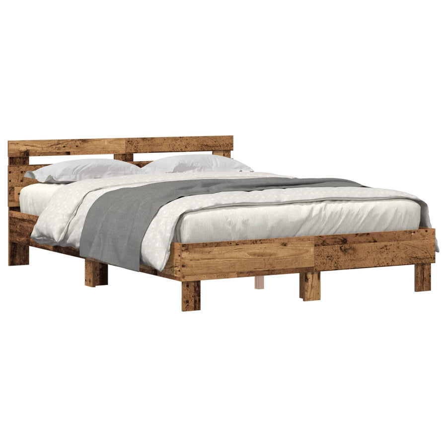 Bedframe met hoofdeinde Oudhout 160 x 200 cm Bewerkt hout