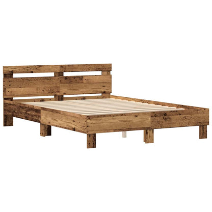 Bedframe met hoofdeinde Oudhout 160 x 200 cm Bewerkt hout