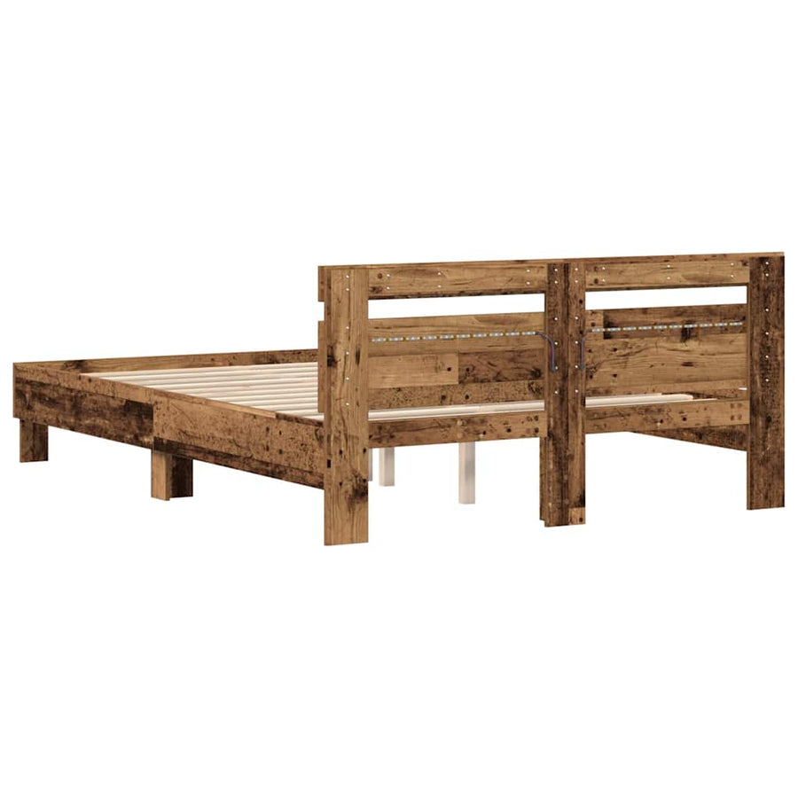 Bedframe met hoofdeinde Oudhout 160 x 200 cm Bewerkt hout