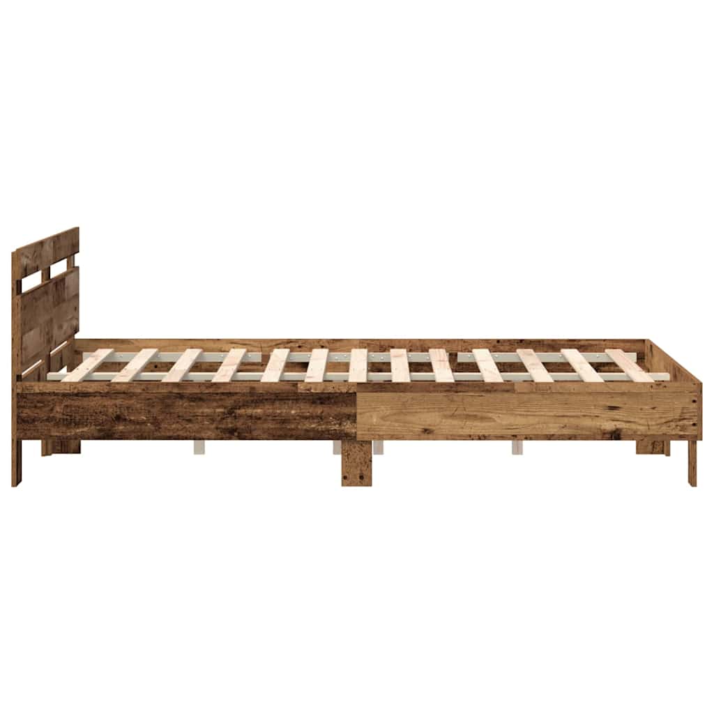Bedframe met hoofdeinde Oudhout 160 x 200 cm Bewerkt hout