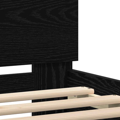 Bedframe met hoofdeinde Zwart Eiken 160 x 200 cm Bewerkt hout
