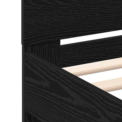 Bedframe met LED Zwart Eiken 140 x 200 cm Bewerkt hout