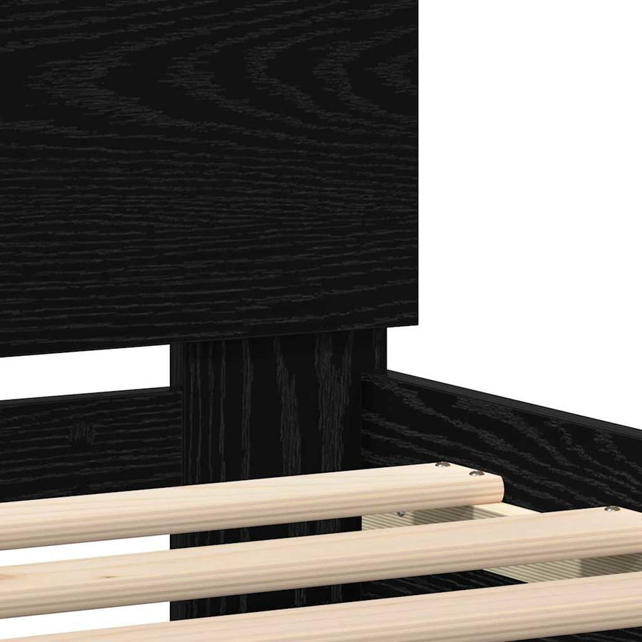 Bedframe met LED Zwart Eiken 140 x 200 cm Bewerkt hout