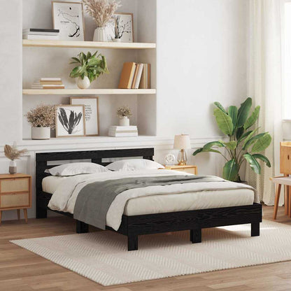 Bedframe met LED Zwart Eiken 140 x 200 cm Bewerkt hout