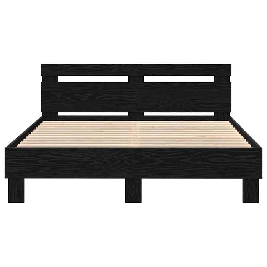 Bedframe met LED Zwart Eiken 140 x 200 cm Bewerkt hout