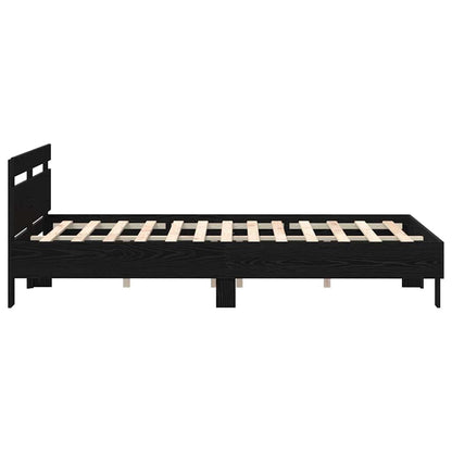 Bedframe met LED Zwart Eiken 140 x 200 cm Bewerkt hout