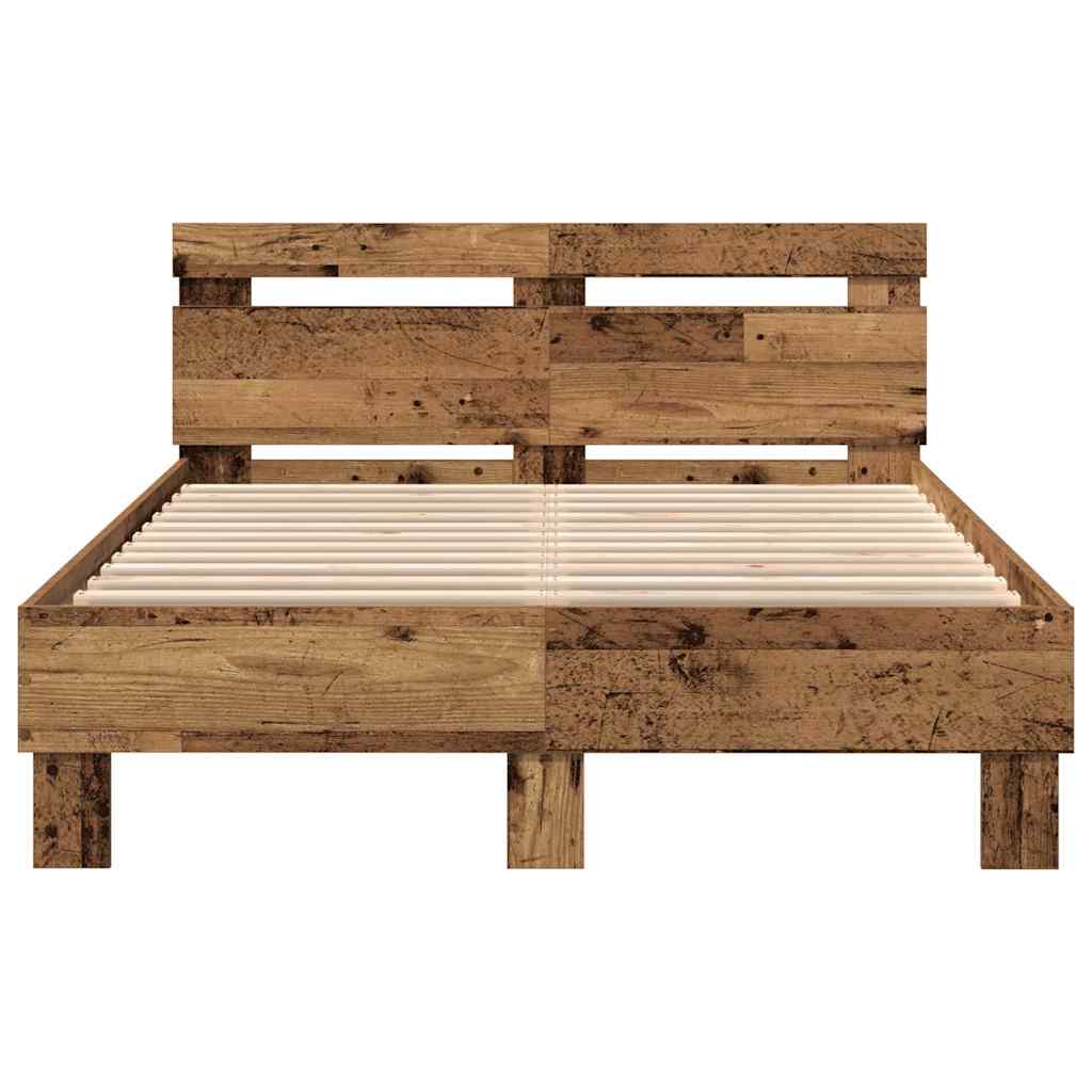 Bedframe met hoofdeinde Oudhout 120 x 200 cm Bewerkt hout