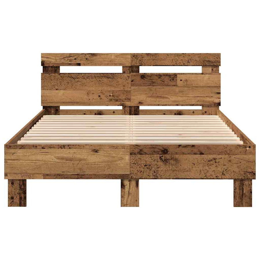 Bedframe met hoofdeinde Oudhout 120 x 200 cm Bewerkt hout