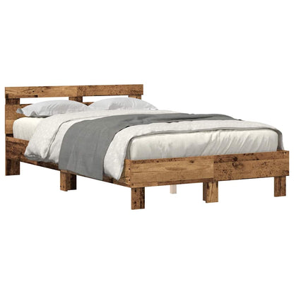 Bedframe met hoofdeinde Oudhout 120 x 200 cm Bewerkt hout