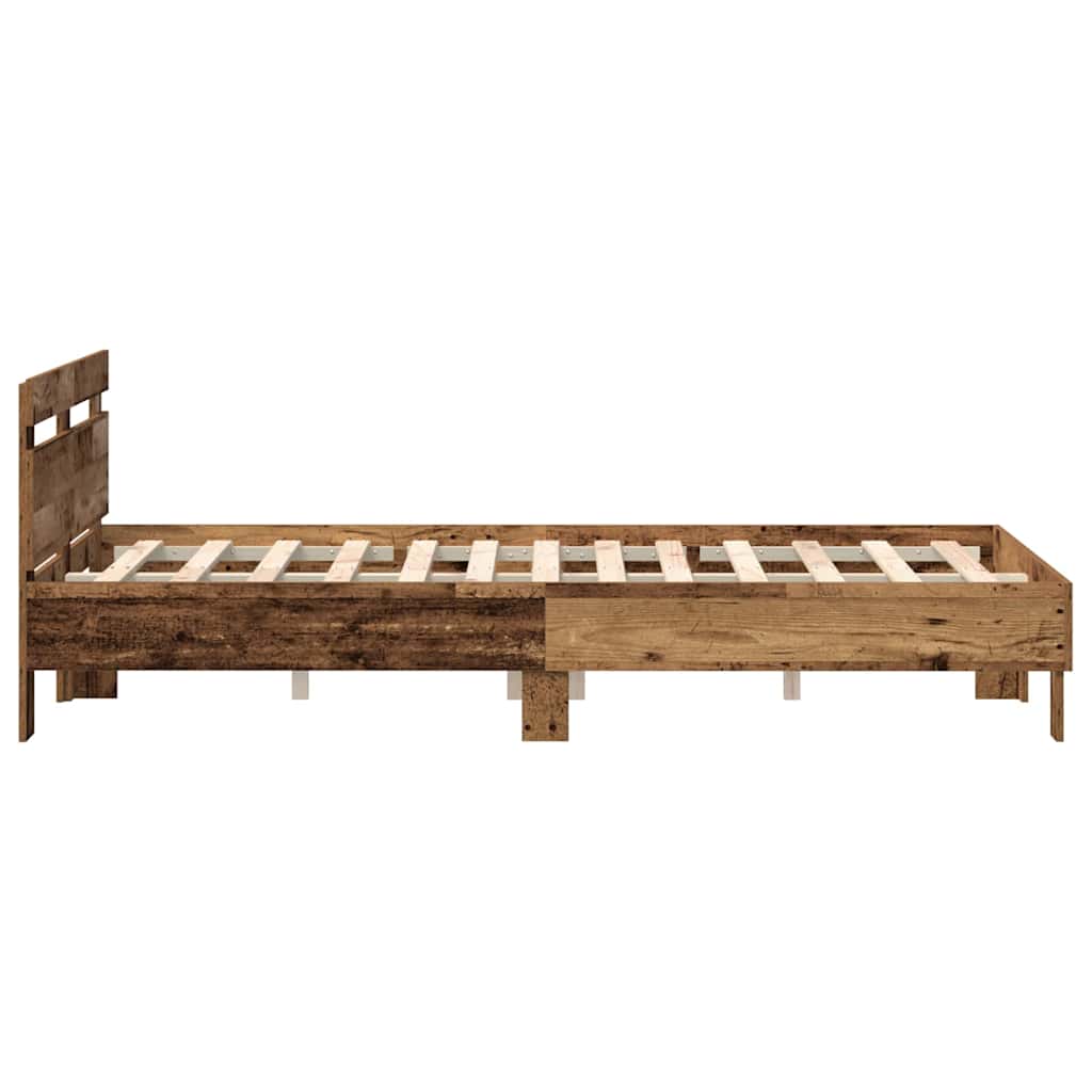 Bedframe met hoofdeinde Oudhout 120 x 200 cm Bewerkt hout