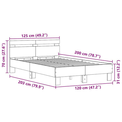 Bedframe met hoofdeinde Oudhout 120 x 200 cm Bewerkt hout