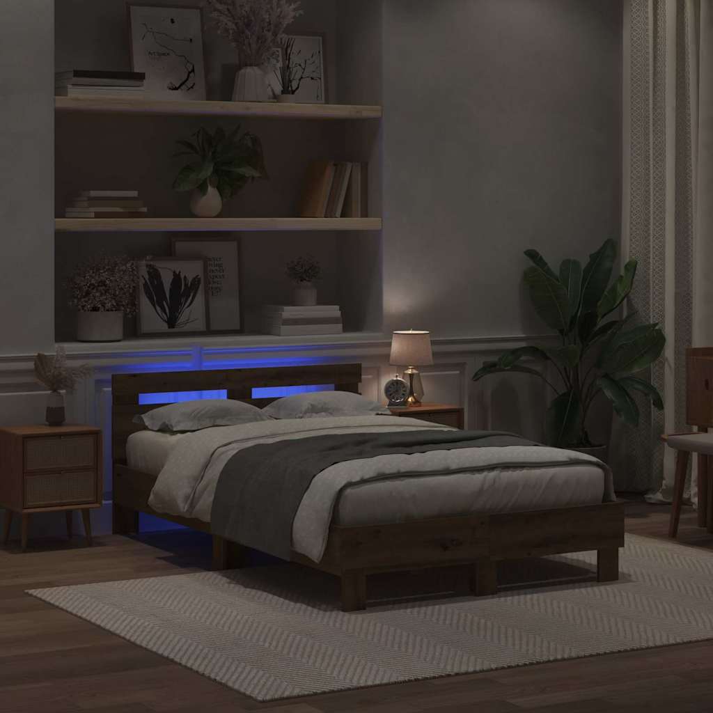 Bedframe met hoofdeinde Artisan Eiken 120 x 200 cm Bewerkt hout