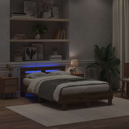 Bedframe met hoofdeinde Artisan Eiken 120 x 200 cm Bewerkt hout