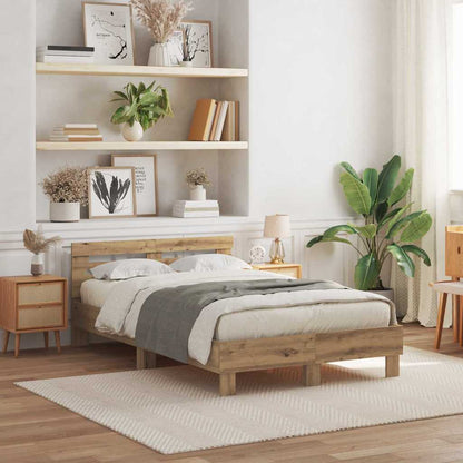 Bedframe met hoofdeinde Artisan Eiken 120 x 200 cm Bewerkt hout